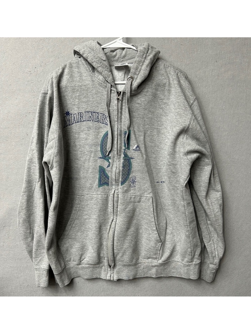 Majestic Seattle Mariners Gray Full Zip Hoodie Mens Size XL